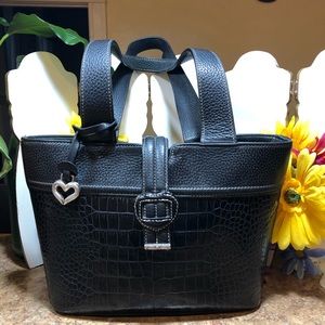 Vintage Brighton Pebbled & Crocodile Print Leather Shoulder Bag *Great Condition